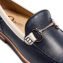 Aubrigo Off White-Navy Leather Snaffle Loafers<Carl Scarpa New
