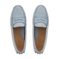 Domenica Light Blue Nubuck Suede Penny Loafers<Carl Scarpa Clearance