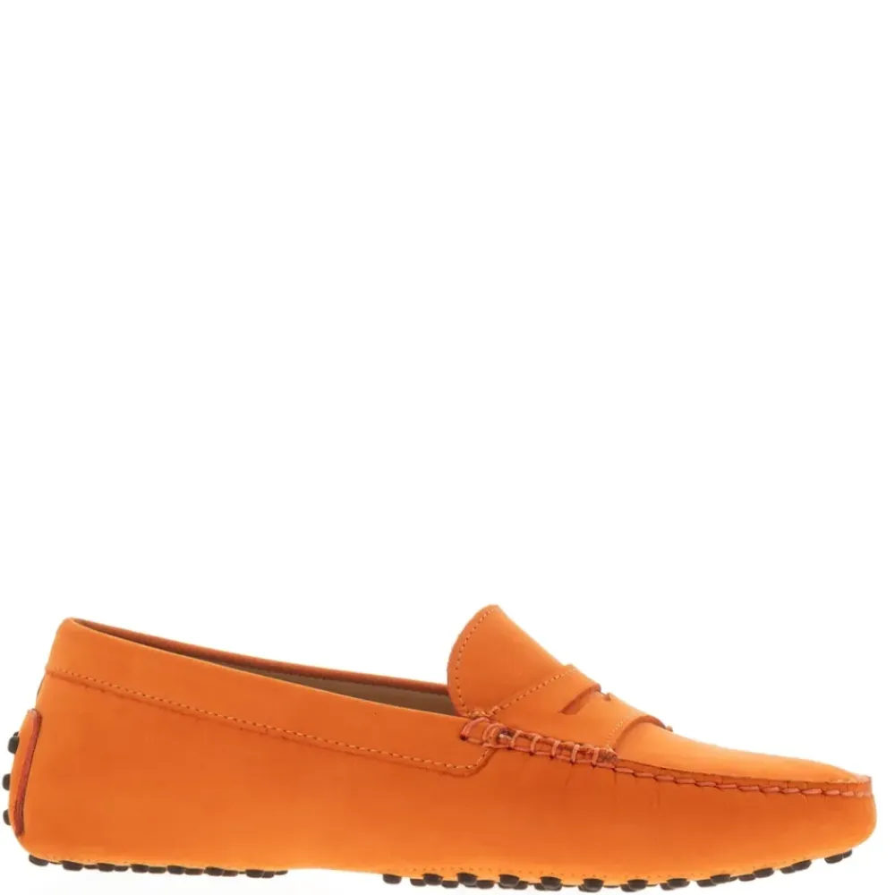 Domenica Orange Nubuck Suede Penny Loafers<Carl Scarpa