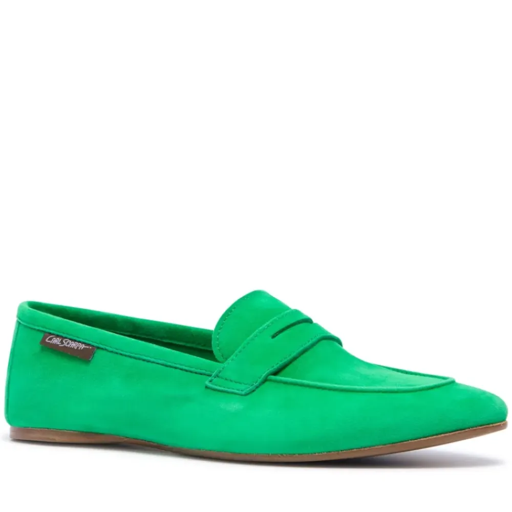 Emarlie Green Suede Penny Loafers<Carl Scarpa Hot