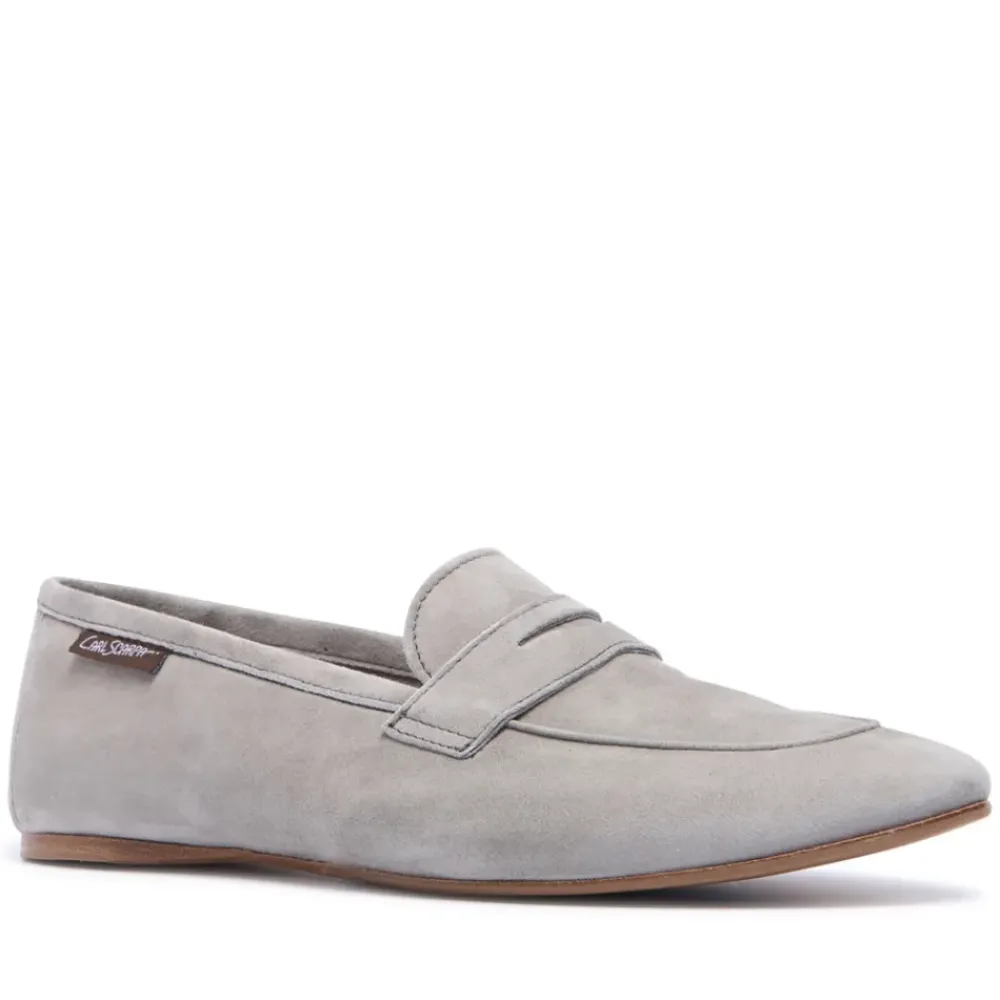 Emarlie Grey Suede Penny Loafers<Carl Scarpa Clearance