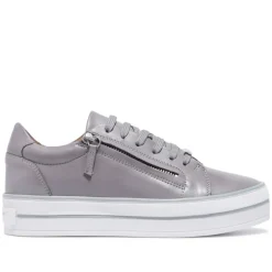 Fissato Grey Leather Trainers<Carl Scarpa