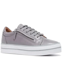 Fissato Grey Leather Trainers<Carl Scarpa