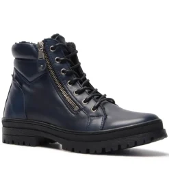 Galina Navy Leather Ankle Boots<Carl Scarpa Best
