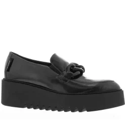 Lizi Black Leather Chain Wedge Loafers<Carl Scarpa