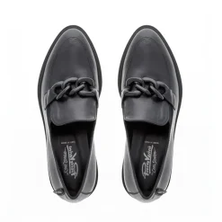 Lizi Black Leather Chain Wedge Loafers<Carl Scarpa
