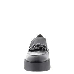 Lizi Black Leather Chain Wedge Loafers<Carl Scarpa