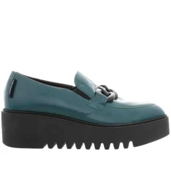 Lizi Teal Leather Chain Wedge Loafers<Carl Scarpa Online