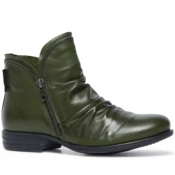 Natalia Green Leather Ankle Boots<Carl Scarpa Clearance