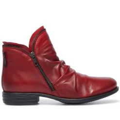 Natalia Red Leather Ankle Boots<Carl Scarpa Sale