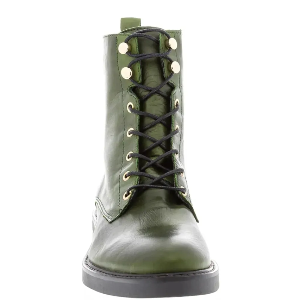 Roux Green Leather Lace Up Ankle Boots<Carl Scarpa Sale