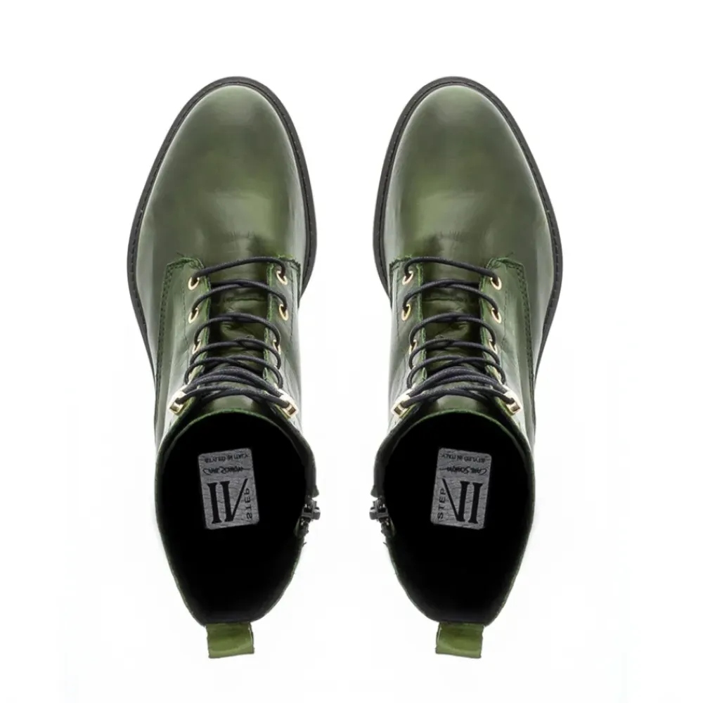 Roux Green Leather Lace Up Ankle Boots<Carl Scarpa Sale