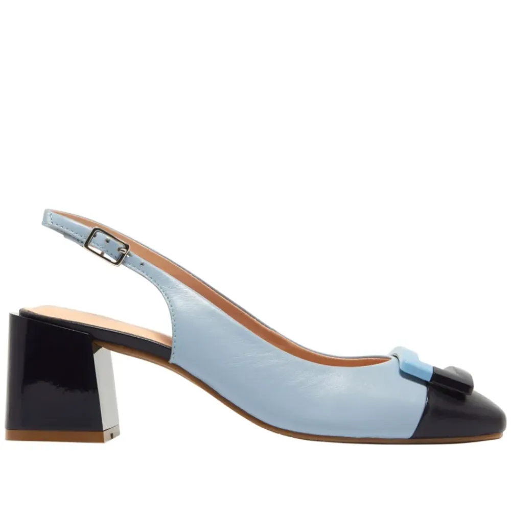 Sardinia Blue Leather Block Heel Courts<Carl Scarpa Outlet