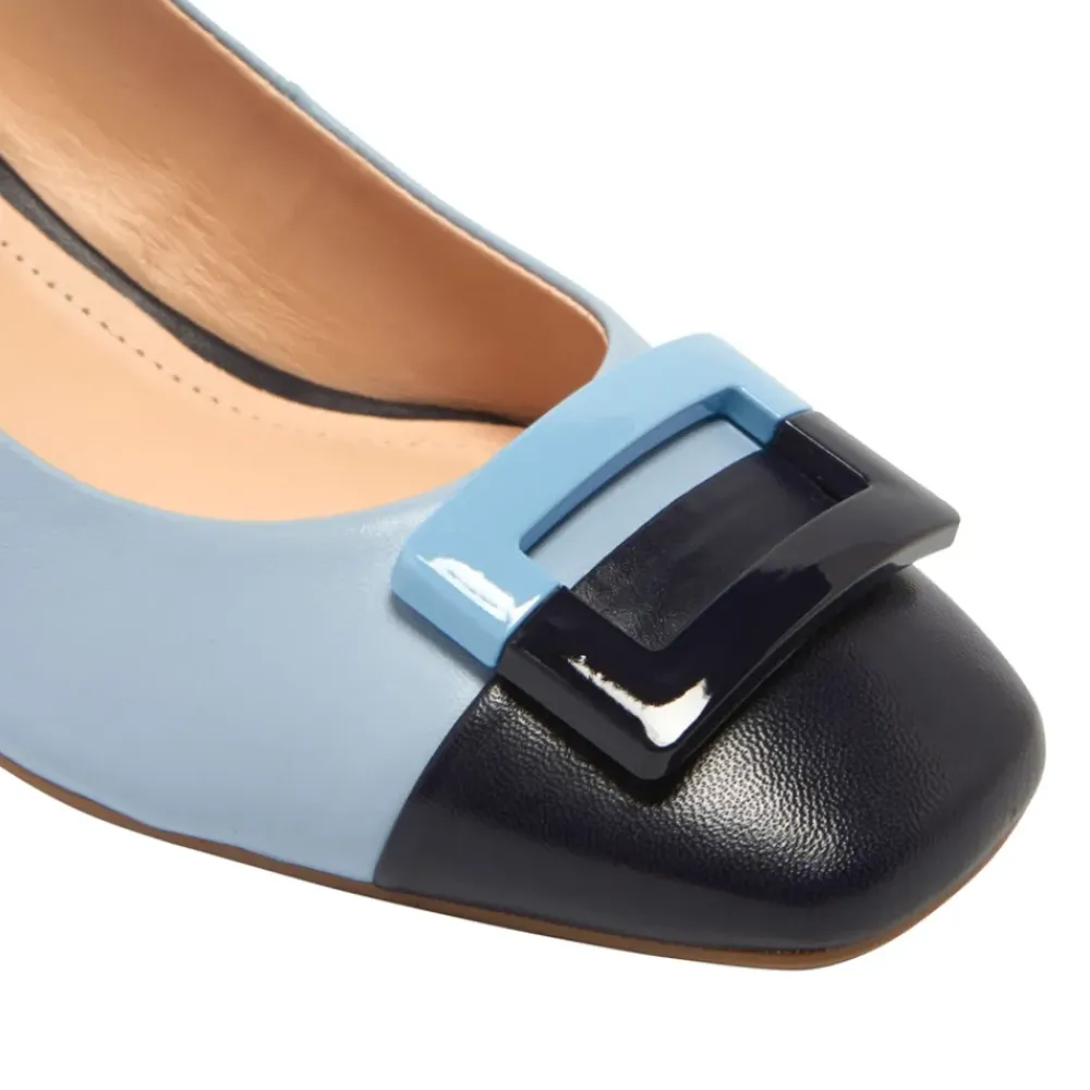 Sardinia Blue Leather Block Heel Courts<Carl Scarpa Outlet
