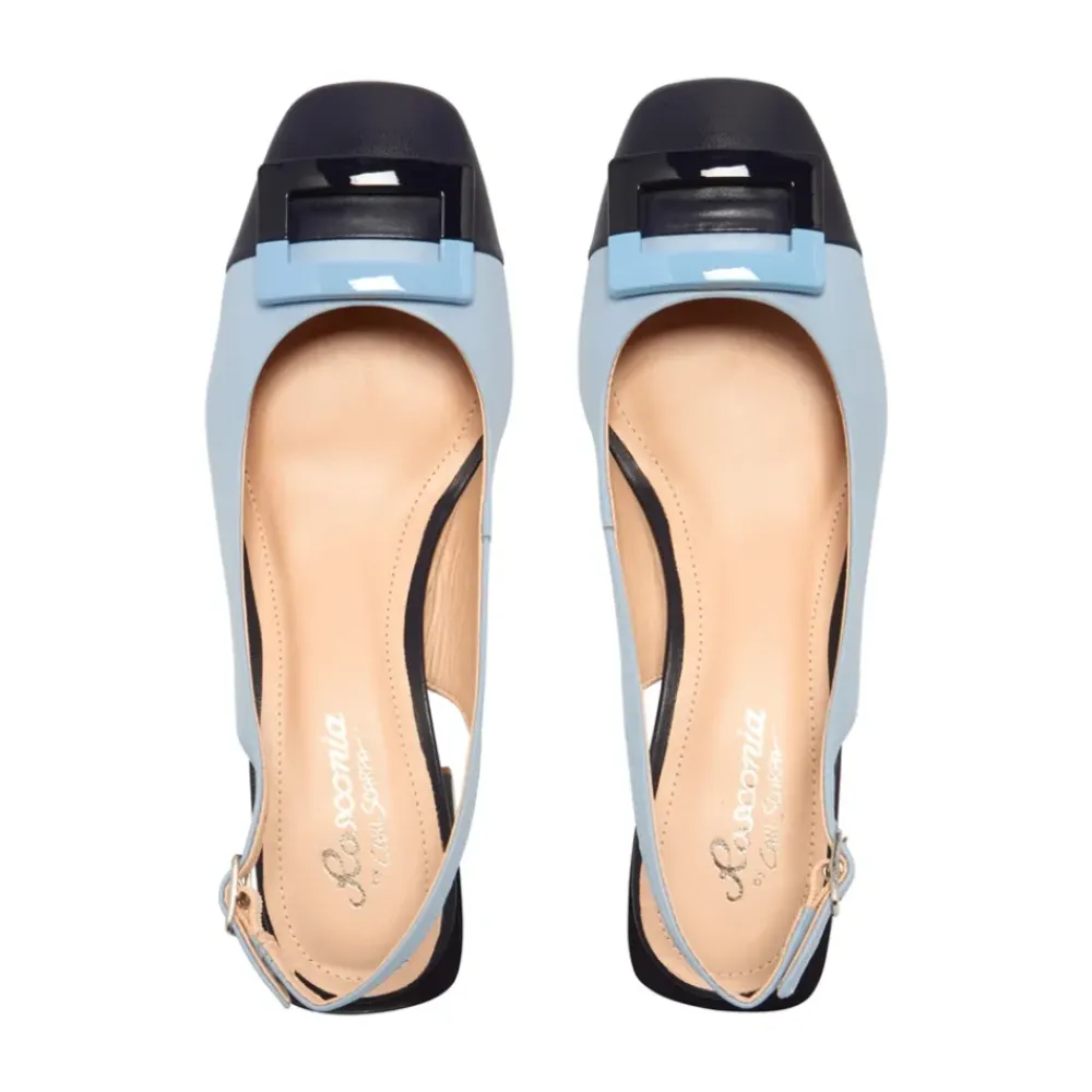 Sardinia Blue Leather Block Heel Courts<Carl Scarpa Outlet