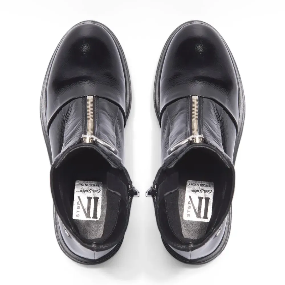 Savita Black Patent Leather Zip-Up Ankle Boots<Carl Scarpa Online