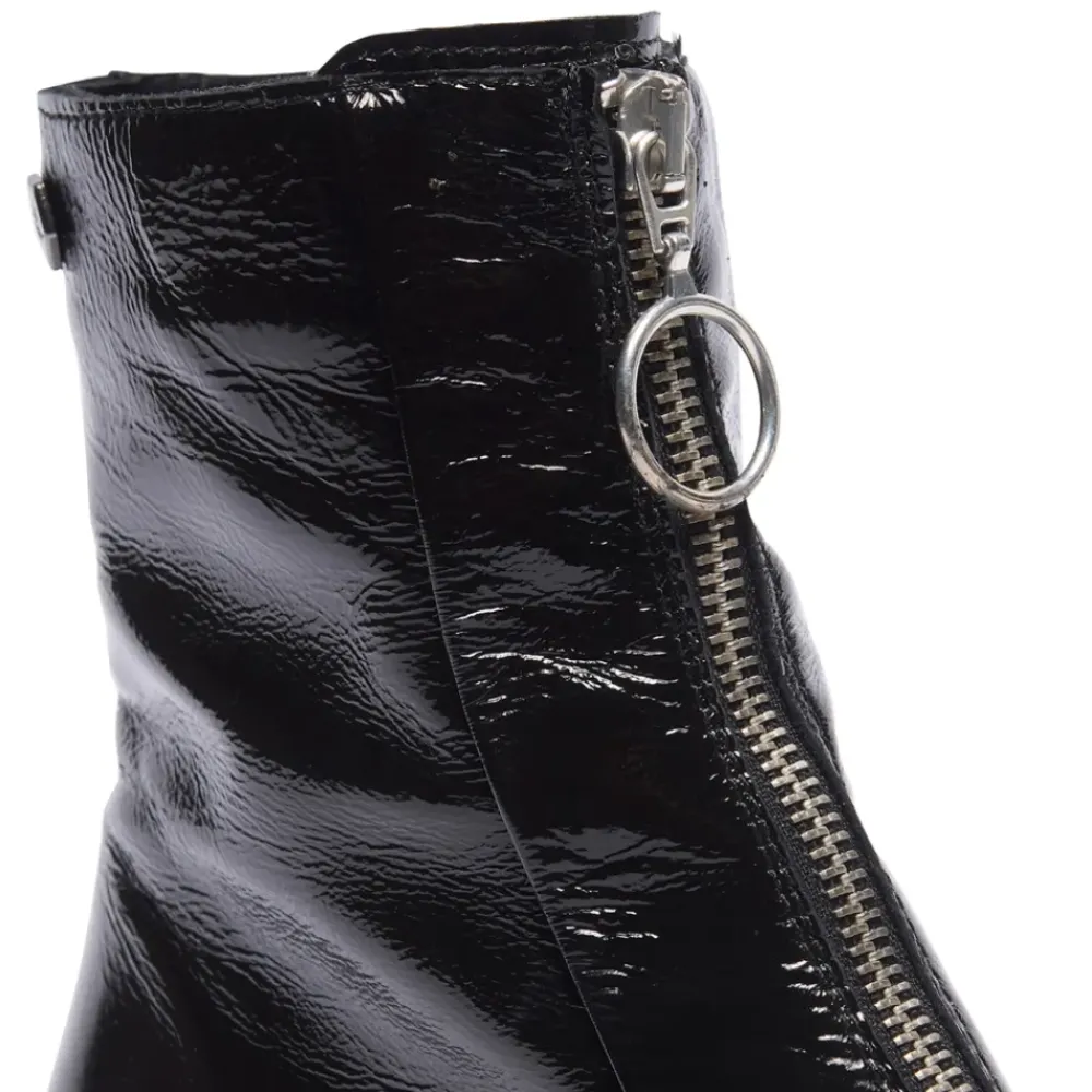 Savita Black Patent Leather Zip-Up Ankle Boots<Carl Scarpa Online
