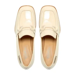 Senso Off White Leather Block Heel Loafers<Carl Scarpa New
