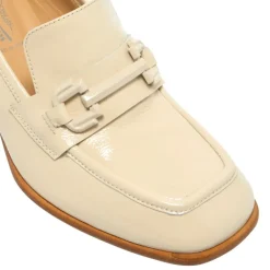 Senso Off White Leather Block Heel Loafers<Carl Scarpa New