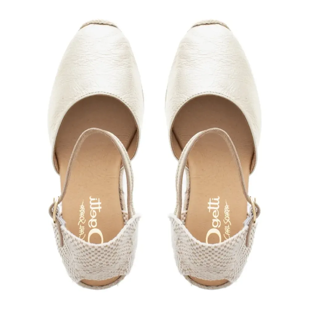 Sicily Champagne Leather Espadrille Wedge Sandals<Carl Scarpa Outlet
