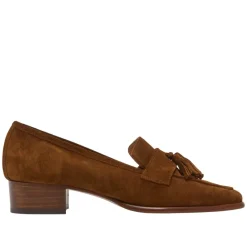 Tristini Tan Suede Low Block Heel Loafers<Carl Scarpa Clearance