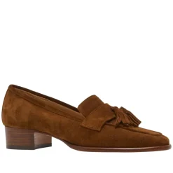 Tristini Tan Suede Low Block Heel Loafers<Carl Scarpa Clearance